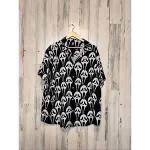 Scream Ghost Face Button Up Shirt Black White 3XL
